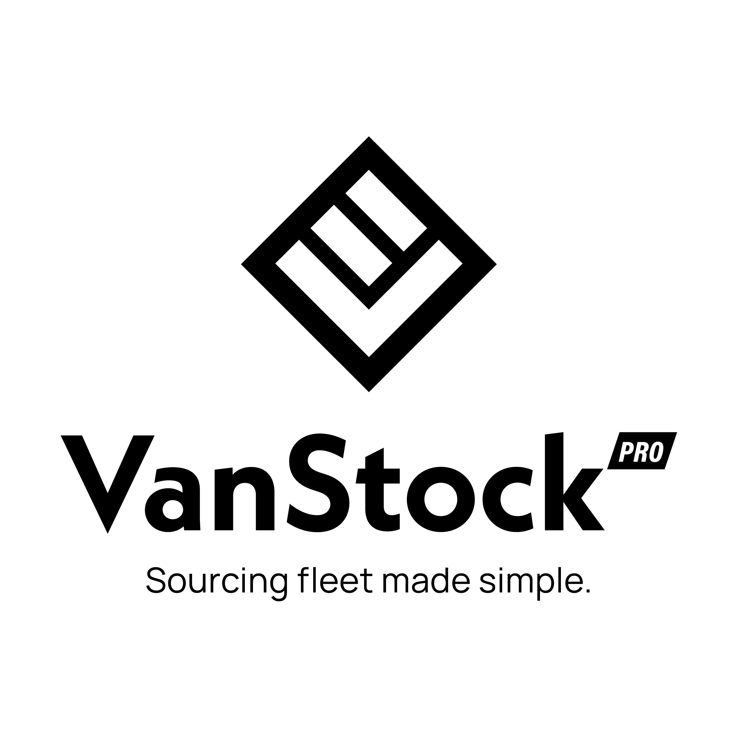 black vanstock logo with tagline